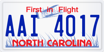NC license plate AAI4017