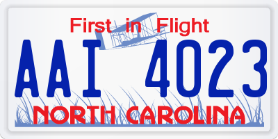 NC license plate AAI4023