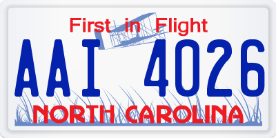 NC license plate AAI4026