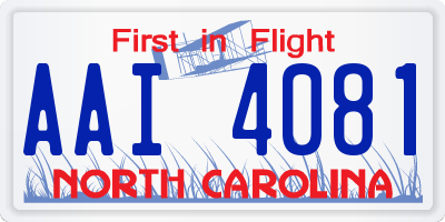 NC license plate AAI4081