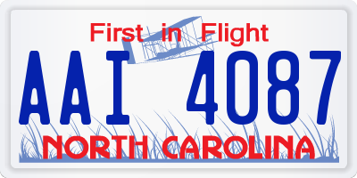 NC license plate AAI4087
