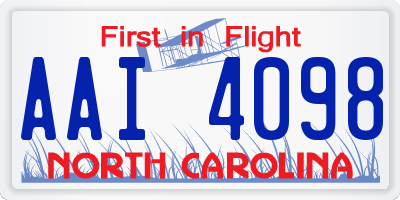 NC license plate AAI4098