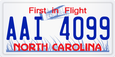 NC license plate AAI4099