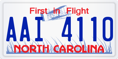 NC license plate AAI4110