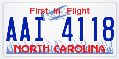 NC license plate AAI4118
