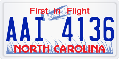 NC license plate AAI4136