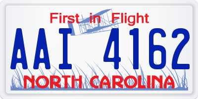 NC license plate AAI4162