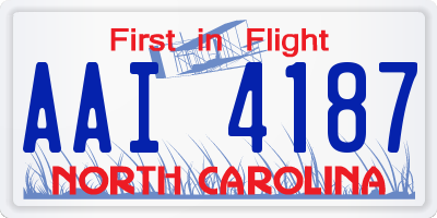 NC license plate AAI4187