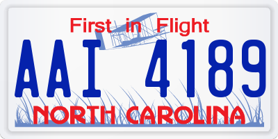 NC license plate AAI4189