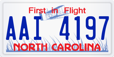 NC license plate AAI4197
