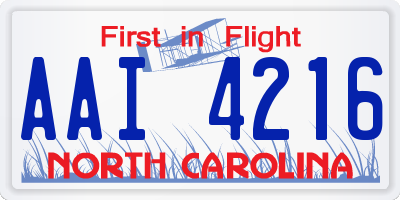 NC license plate AAI4216