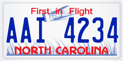 NC license plate AAI4234