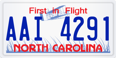 NC license plate AAI4291