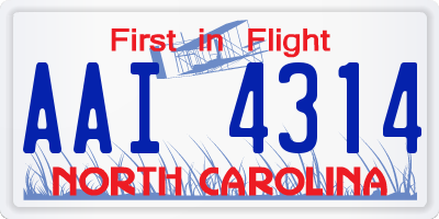NC license plate AAI4314