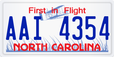 NC license plate AAI4354
