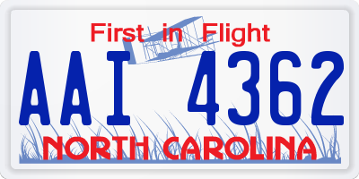 NC license plate AAI4362
