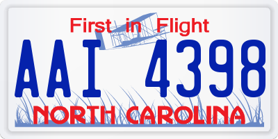 NC license plate AAI4398