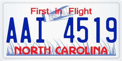 NC license plate AAI4519