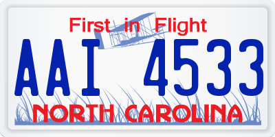 NC license plate AAI4533