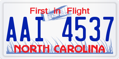 NC license plate AAI4537
