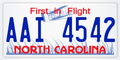 NC license plate AAI4542