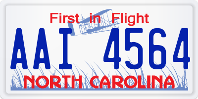 NC license plate AAI4564