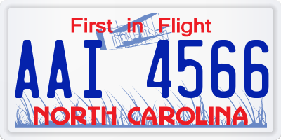 NC license plate AAI4566