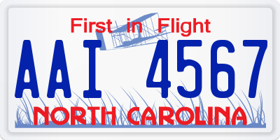 NC license plate AAI4567