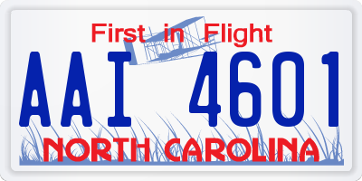 NC license plate AAI4601