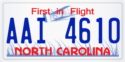 NC license plate AAI4610