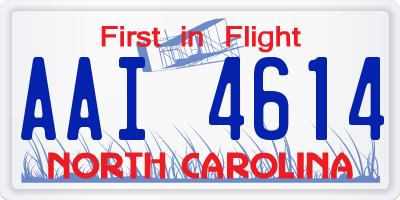 NC license plate AAI4614