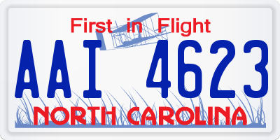 NC license plate AAI4623