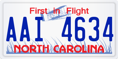 NC license plate AAI4634