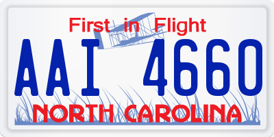 NC license plate AAI4660