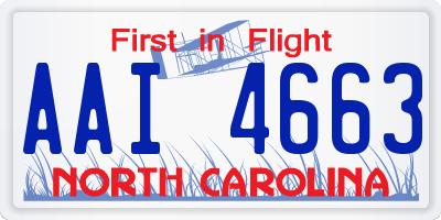 NC license plate AAI4663