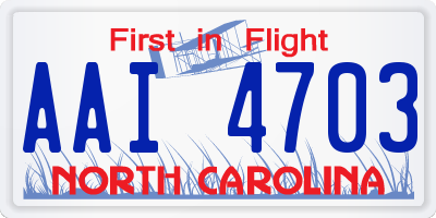 NC license plate AAI4703