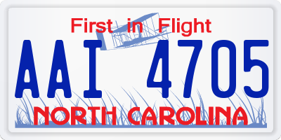 NC license plate AAI4705