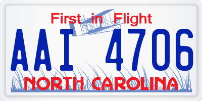 NC license plate AAI4706