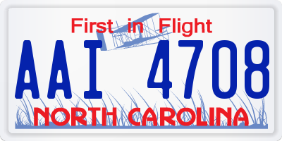 NC license plate AAI4708