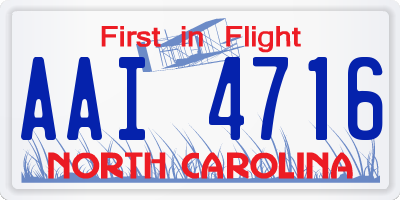 NC license plate AAI4716