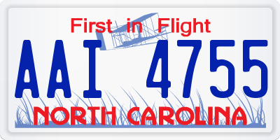 NC license plate AAI4755