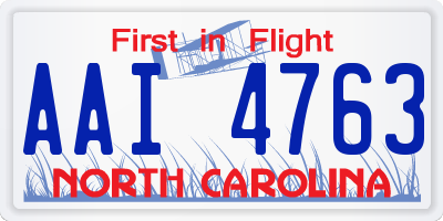 NC license plate AAI4763