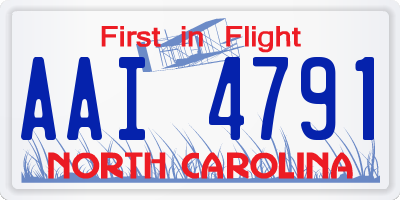 NC license plate AAI4791