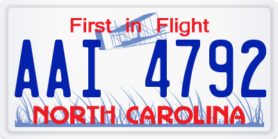 NC license plate AAI4792