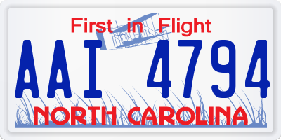 NC license plate AAI4794