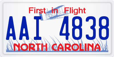NC license plate AAI4838