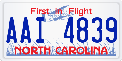 NC license plate AAI4839