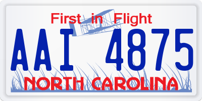 NC license plate AAI4875