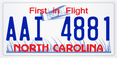 NC license plate AAI4881