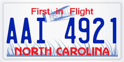 NC license plate AAI4921